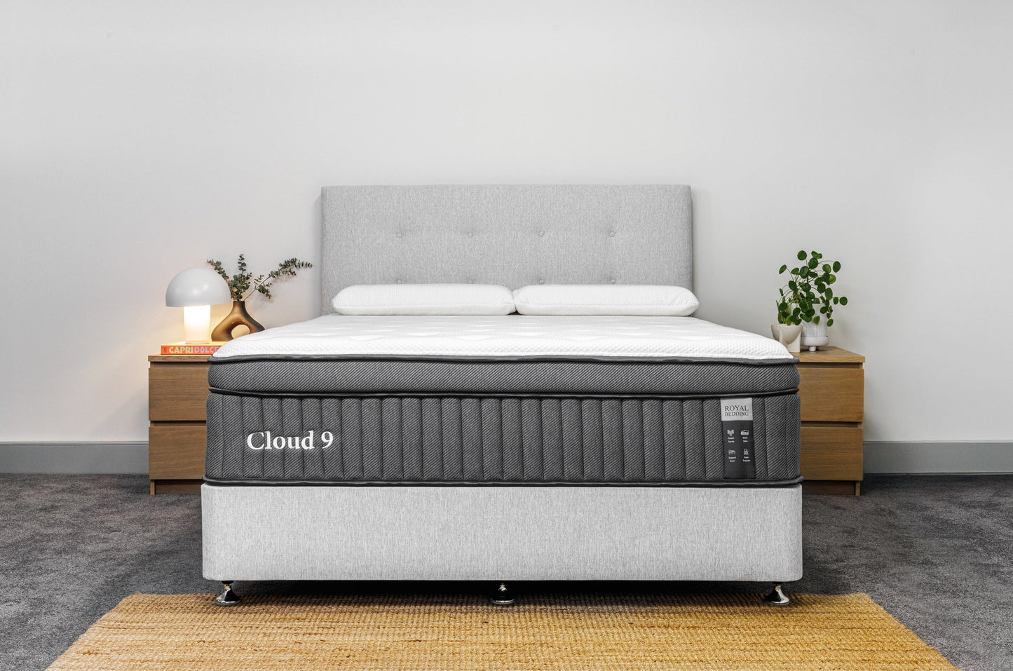 BUTTONED Belmont Noosa Headboard + Bed Base